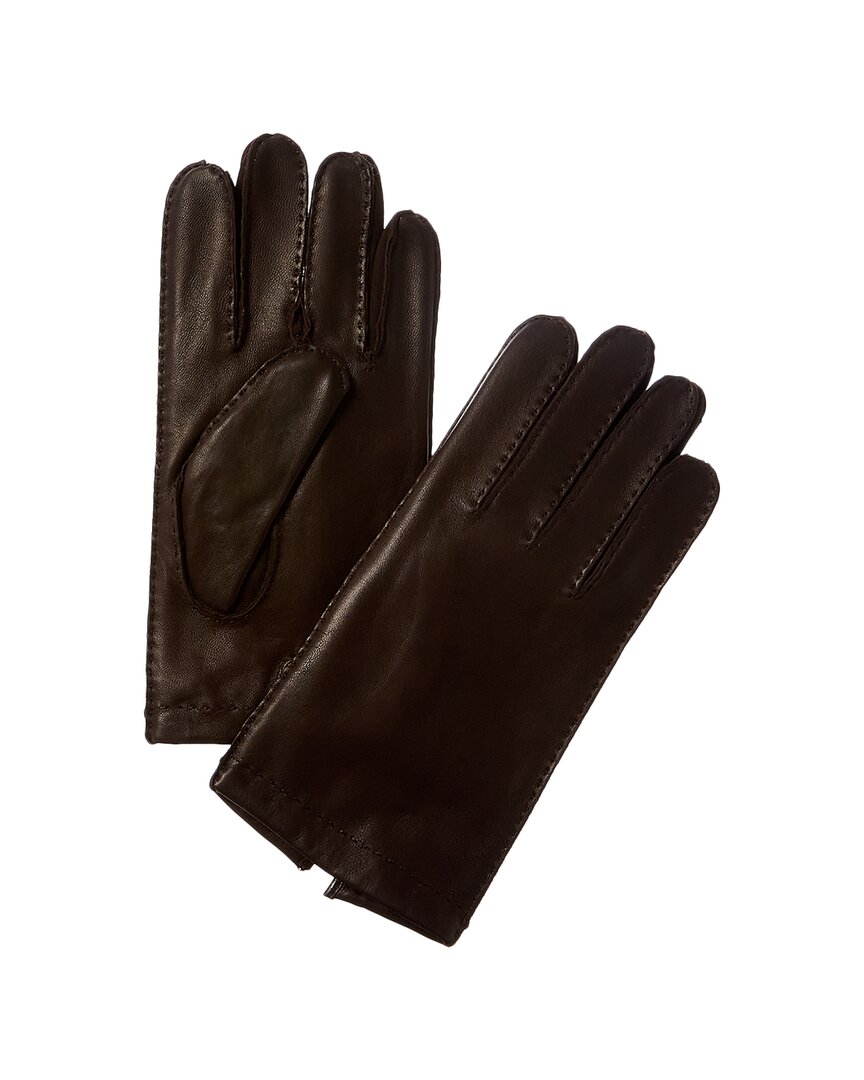 Hickey Freeman Classic Cashmere-lined Leather Gloves In Brown