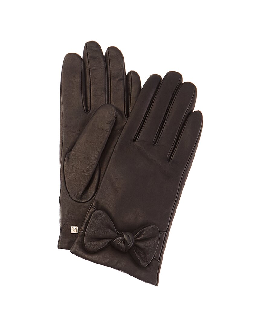BRUNO MAGLI BRUNO MAGLI KNOTTED BOW CASHMERE-LINED LEATHER GLOVES