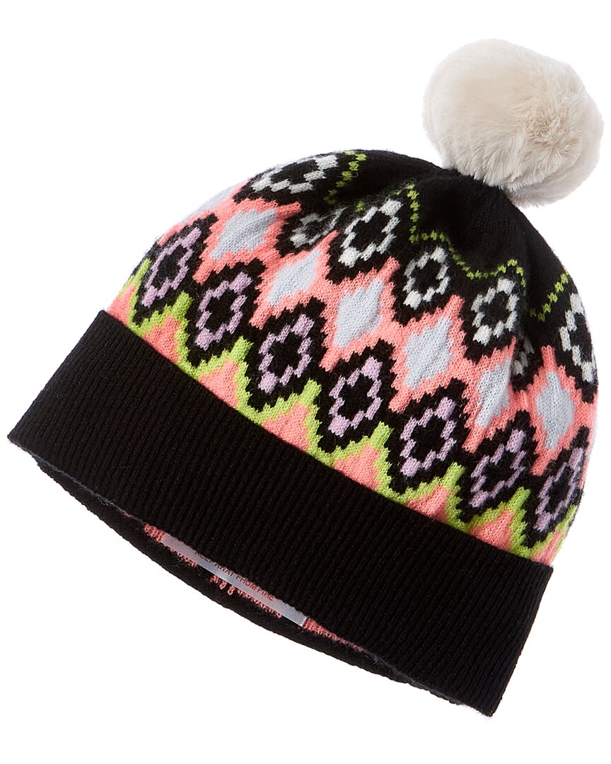 Brodie Cashmere Colourpop Fairisle Pom Cashmere Hat In Black