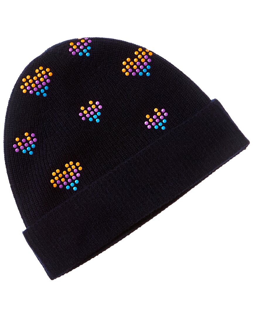 Brodie Cashmere Heart Hot Fix Cashmere Beanie In Blue