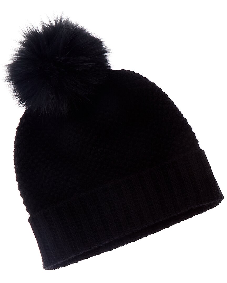 Forte Cashmere Lux Textured Cashmere Hat In Black