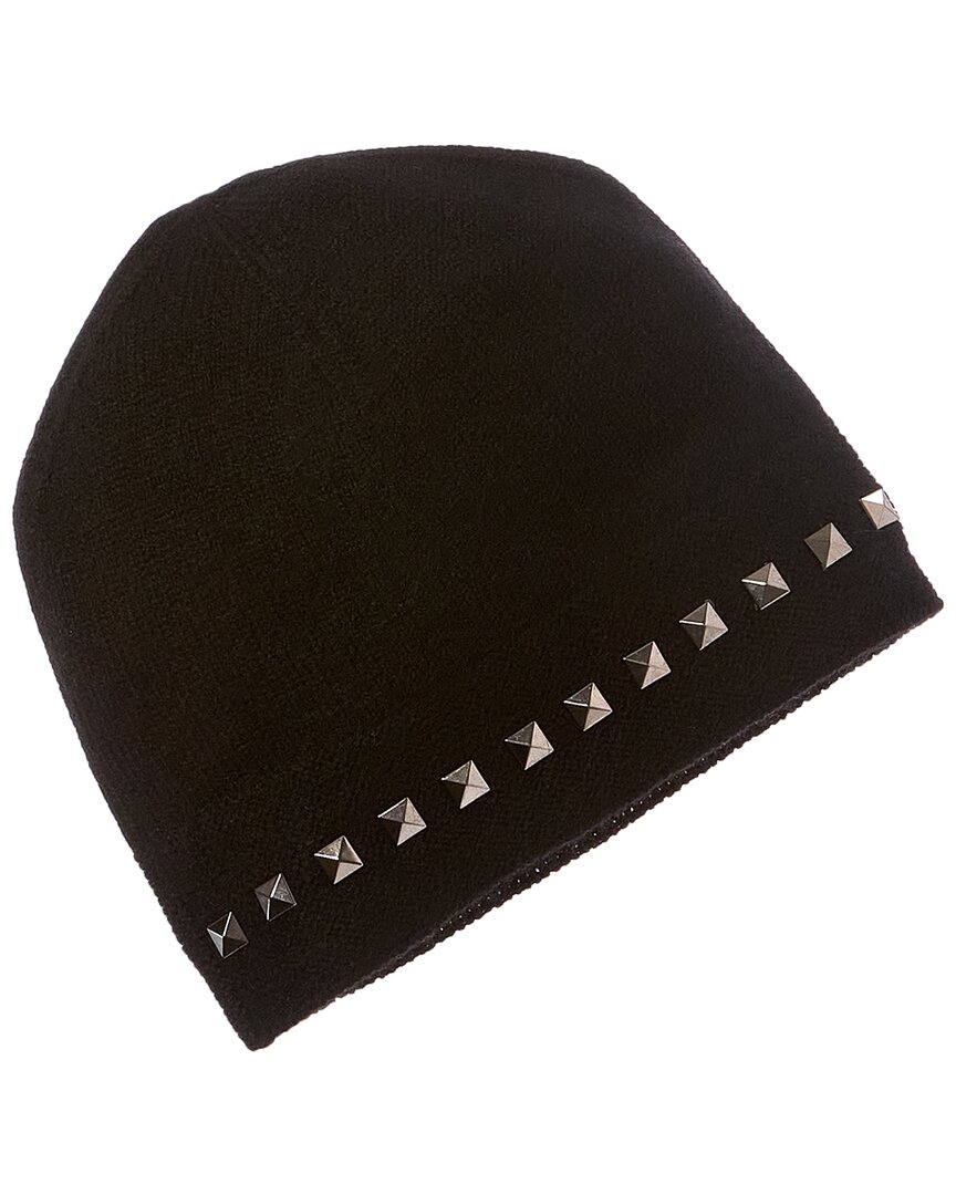 Forte Cashmere Square Metallic Studded Trim Cashmere Hat In Brown