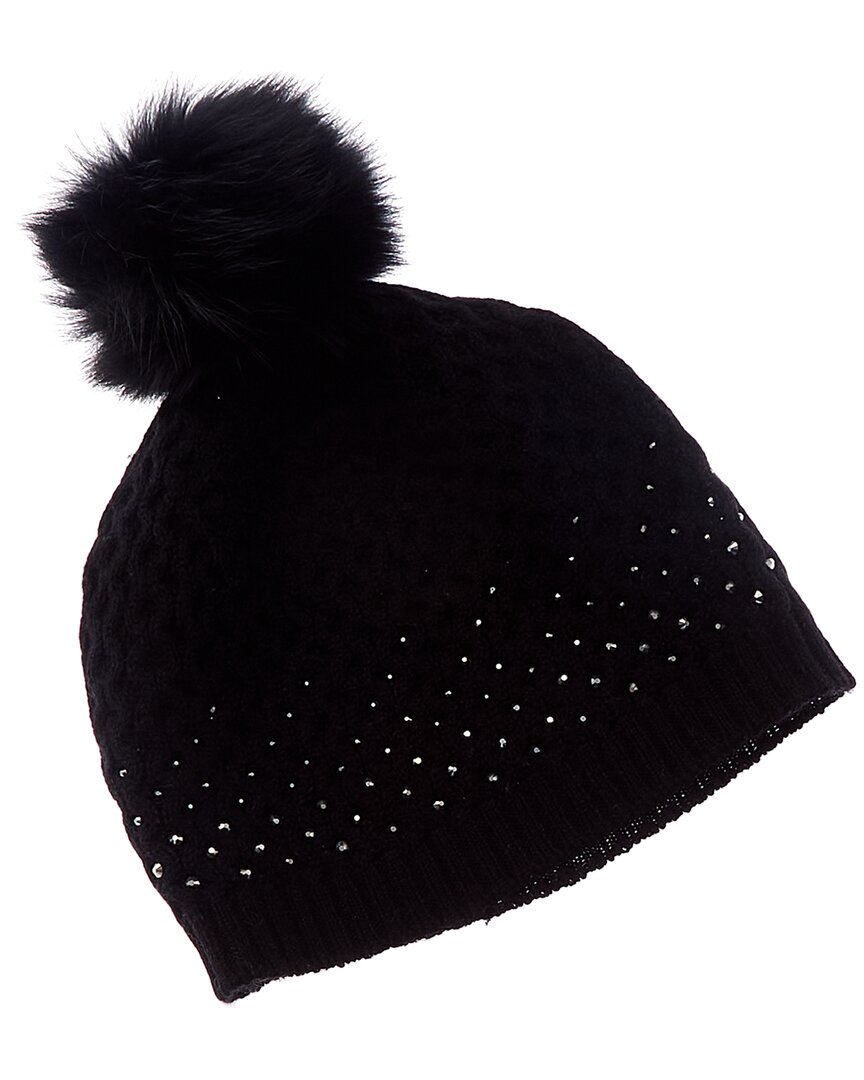 Forte Cashmere Textured Crystal Wool & Cashmere-blend Hat In Black