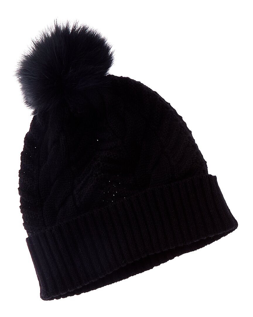 Forte Cashmere Lux Cable Wool & Cashmere-blend Hat In Black