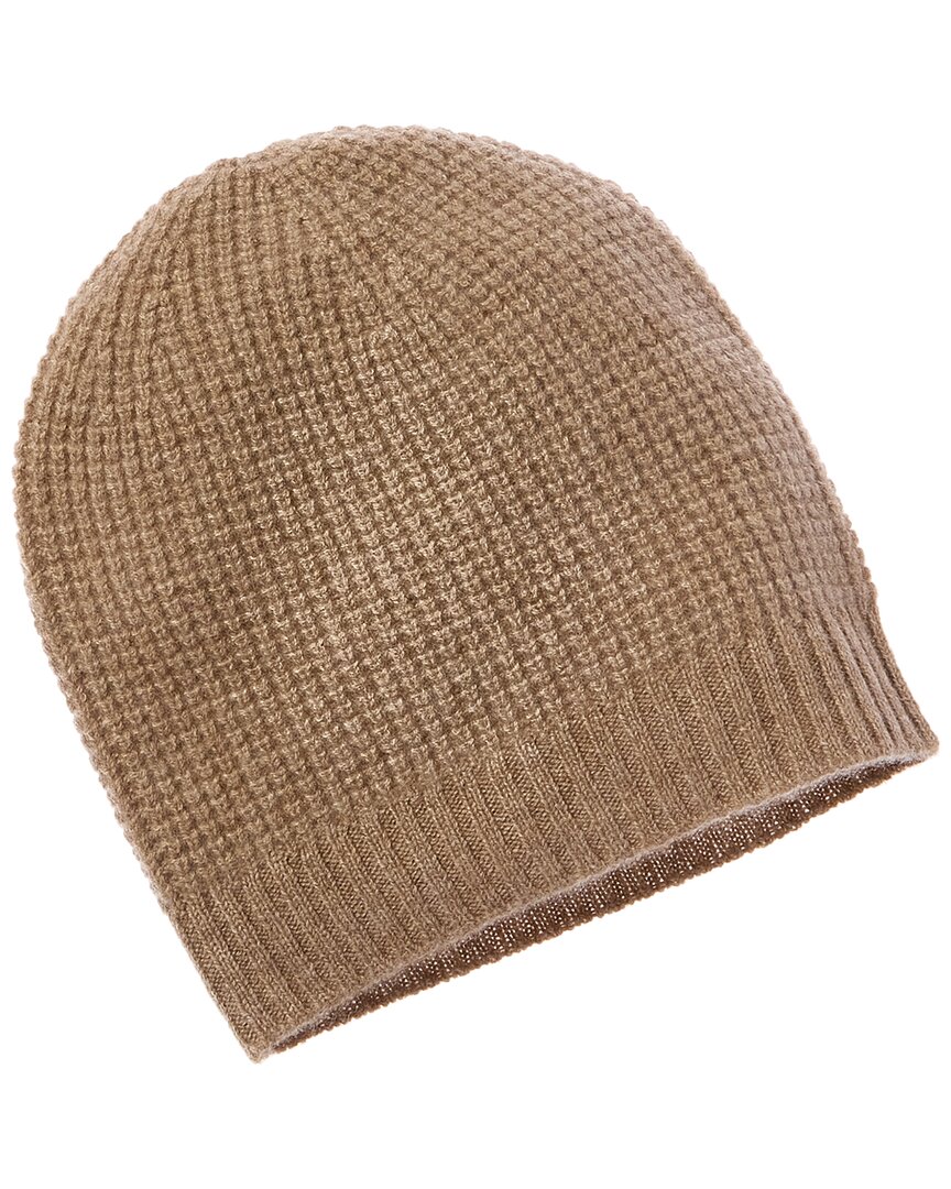 Hannah Rose Plush Waffle Stitch Cashmere Beanie In Brown