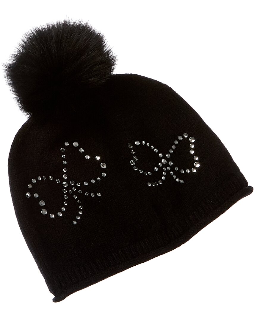 Sofia Cashmere Sofiacashmere Heatset Bow Cashmere Hat In Black