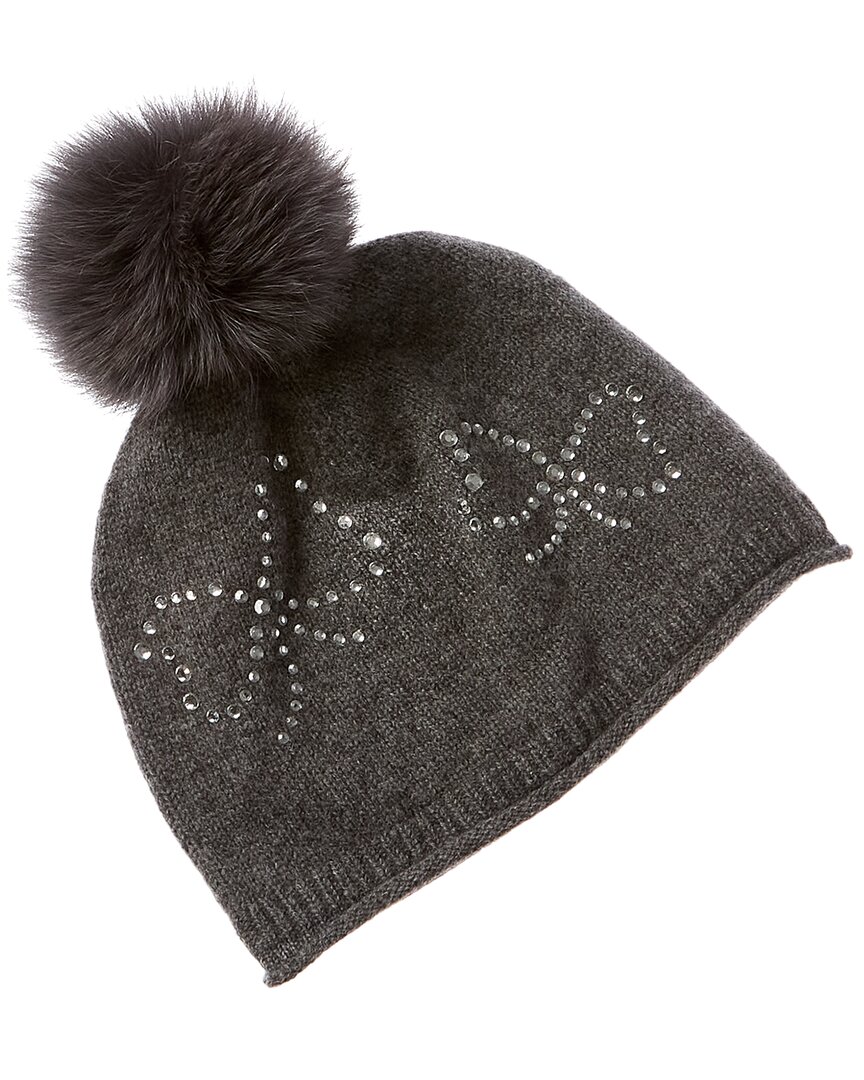 Sofia Cashmere Sofiacashmere Heatset Bow Cashmere Hat In Grey