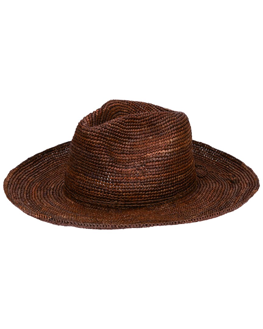 San Diego Hat Company Marina Crochet Raffia Fedora In Brown