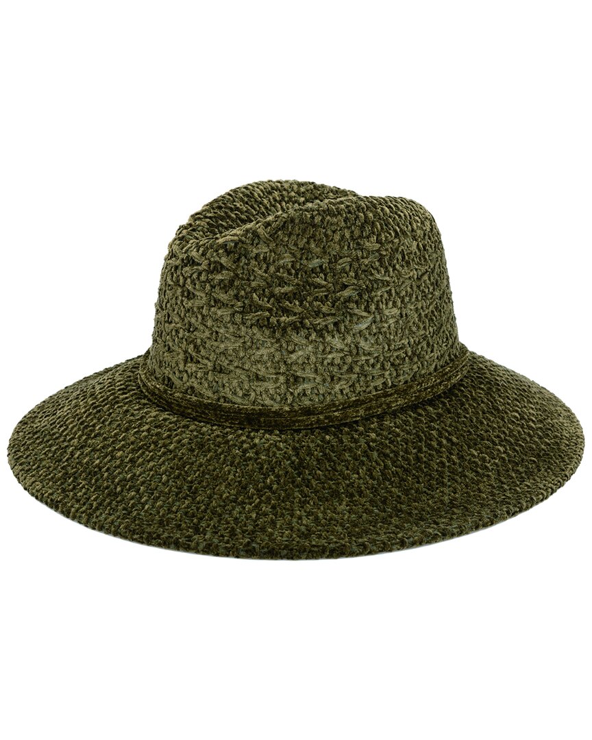 San Diego Hat Company Chenille Knit Wide Brim Fedora In Green