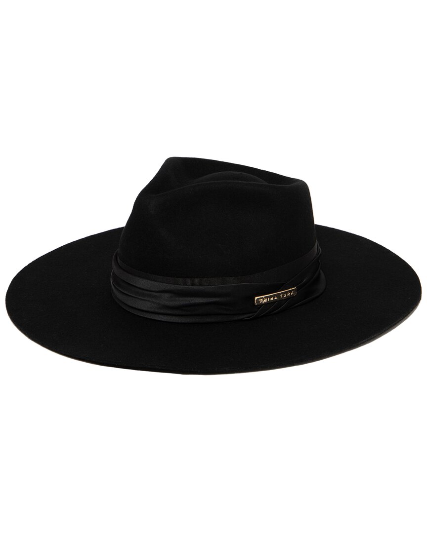 Trina Turk Felt Stiff Brim Wool Fedora In Black