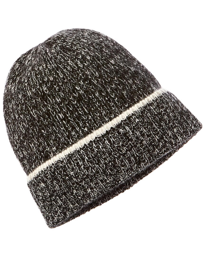 Amicale Cashmere Marl Chunky Rib Knit Cashmere Hat In Black