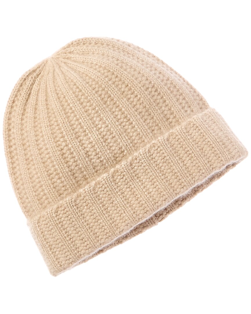 Amicale Cashmere Ladderstitch Cuffed Cashmere Beanie