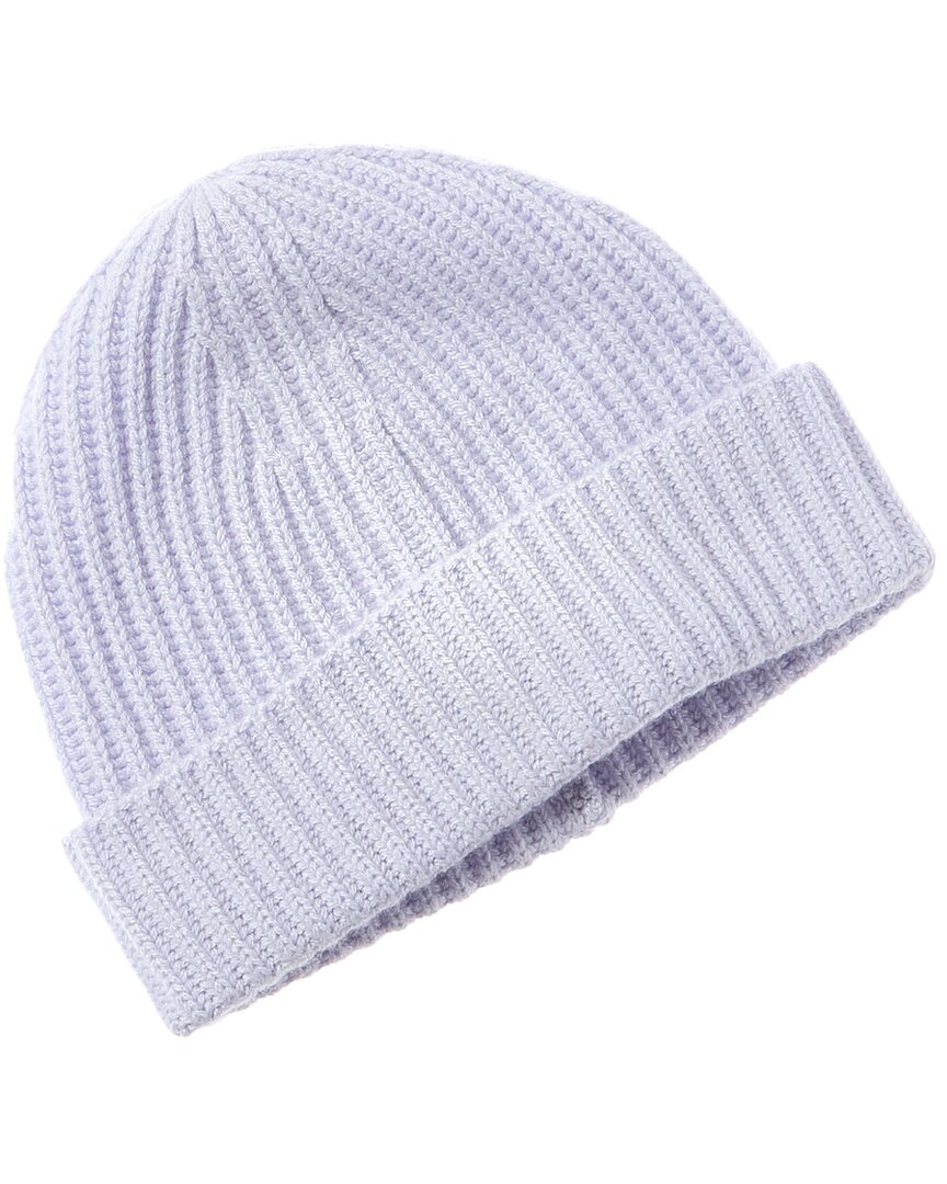 Amicale Cashmere Chunky Rib Cuffed Cashmere Hat In Blue