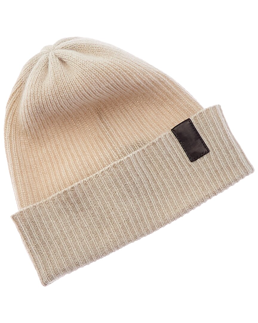 Shop Portolano Leather-trim Cashmere Hat In White
