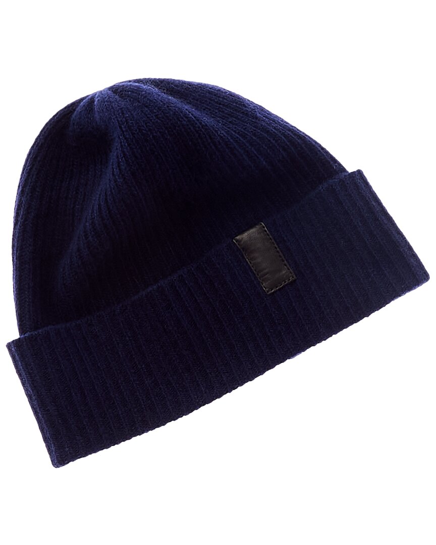 Shop Portolano Leather-trim Cashmere Hat In Blue