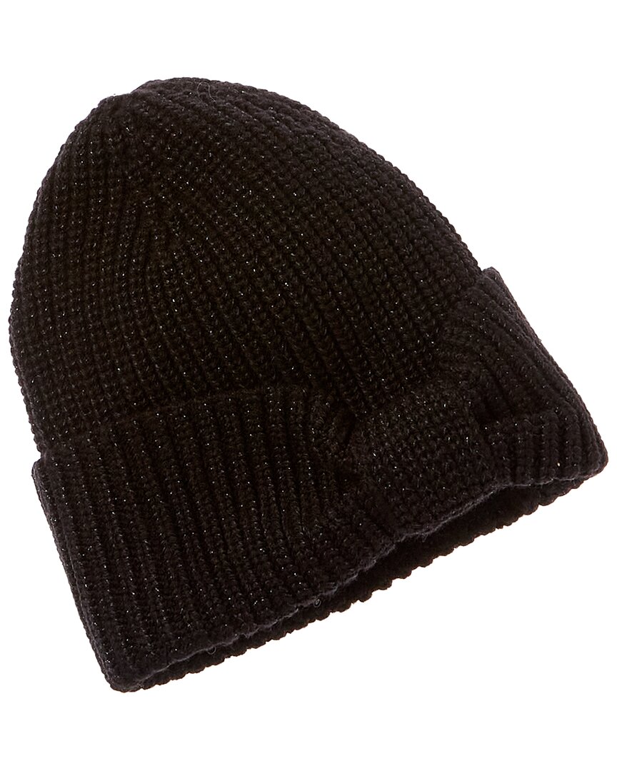 Kate Spade New York Metallic Bow Wool-blend Beanie In Black  display picture 1