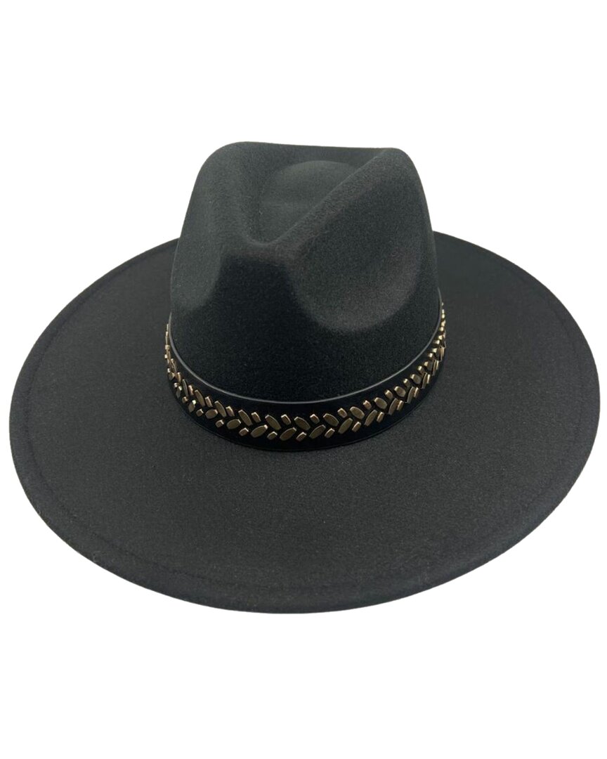 Marcus Adler Studded Band Wool Blend Panama Hat In Black