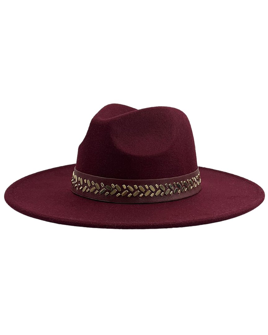 Marcus Adler Studded Band Wool Blend Panama Hat In Red