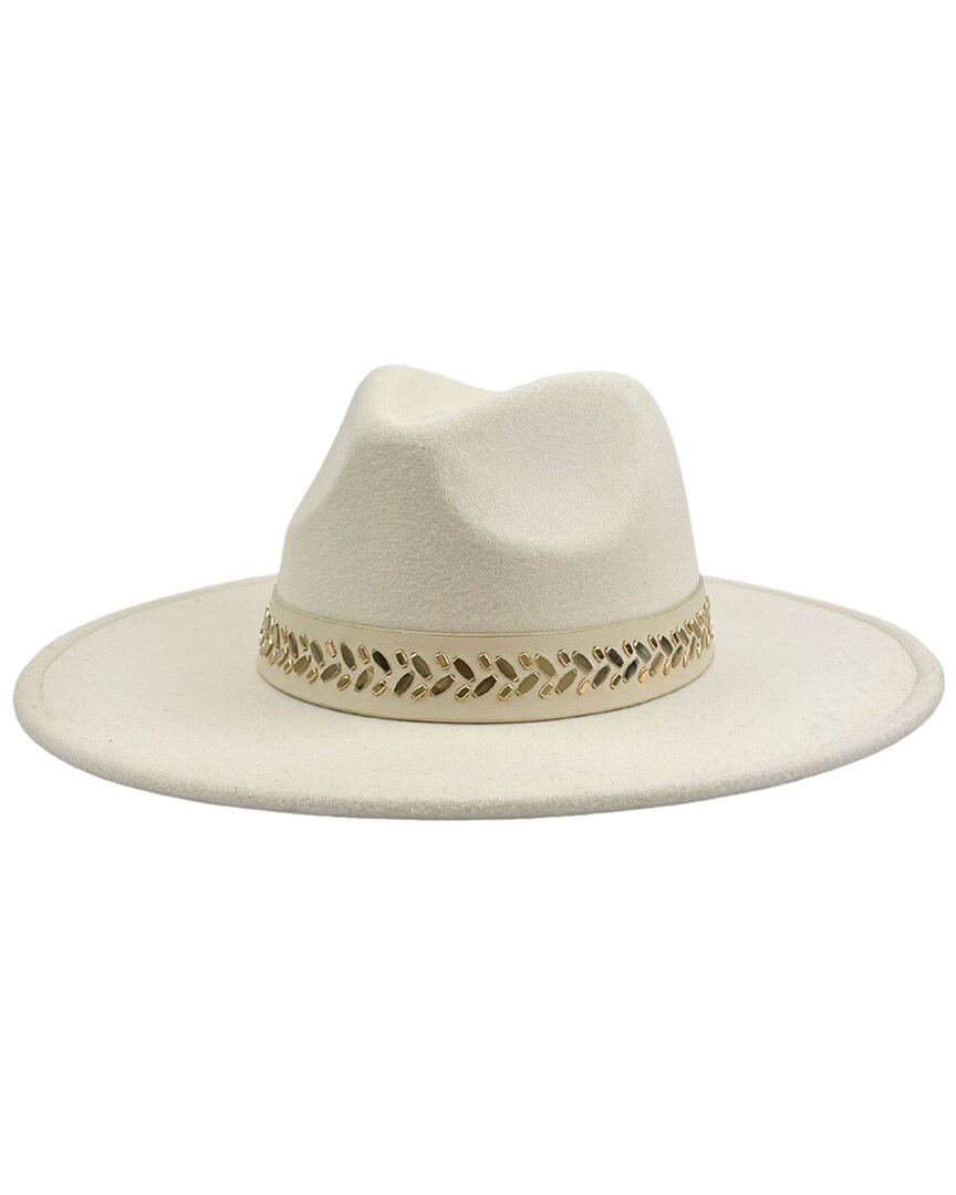 Marcus Adler Studded Band Wool Blend Panama Hat In White