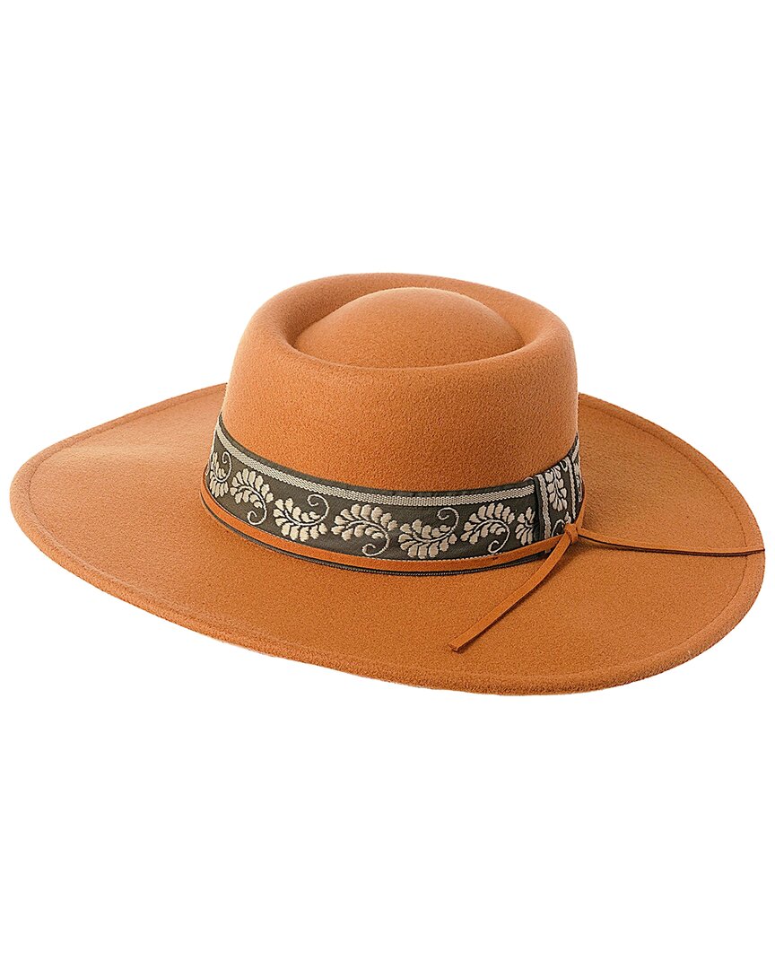 Marcus Adler Women's Wool Blend Felt Hat With Paisley Print Band In Brown