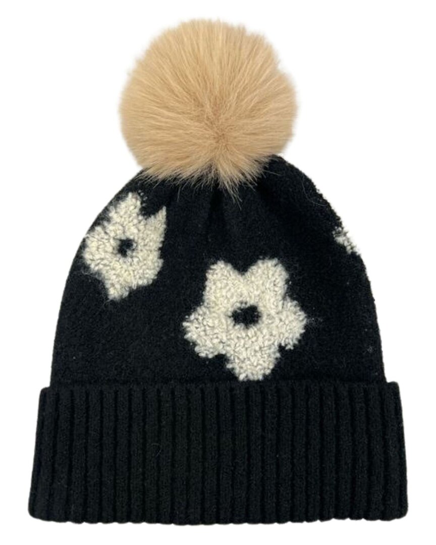 Marcus Adler Flower Knit Beanie In Black