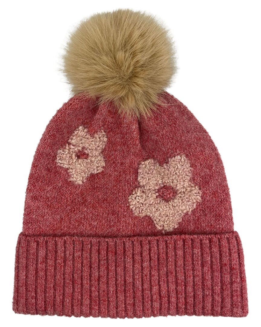 Marcus Adler Flower Knit Beanie In Pink