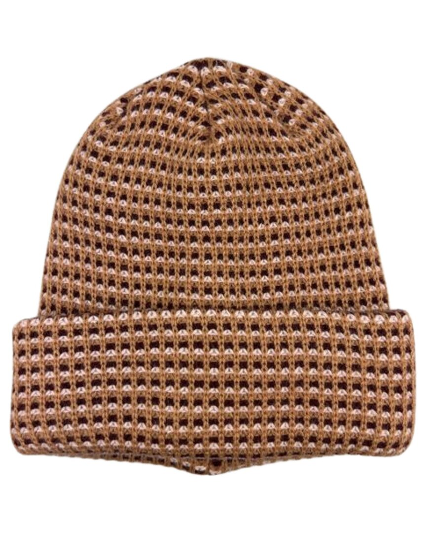 Marcus Adler Checkered Cuffed Knit Beanie In Brown