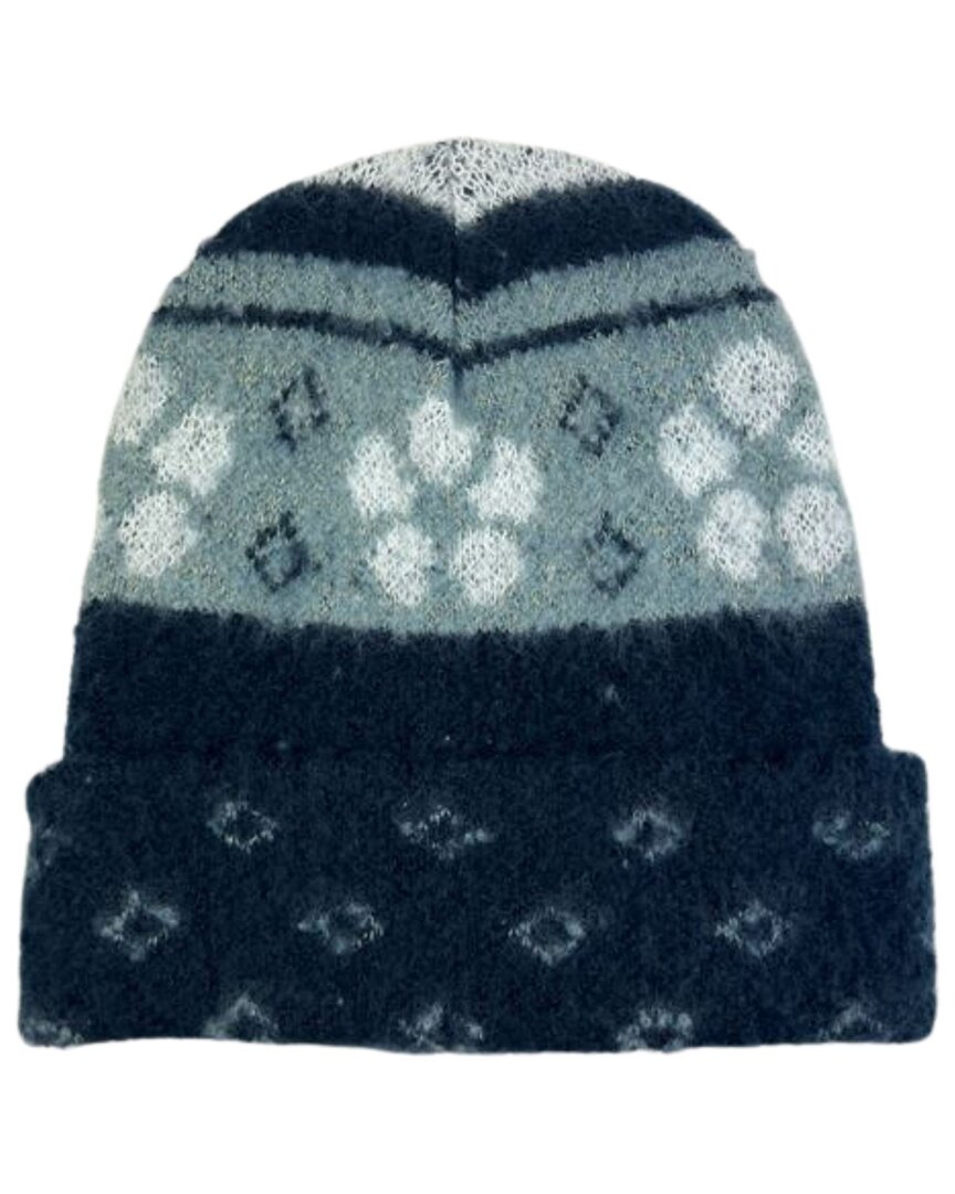 Marcus Adler Floral Cuffed Knit Beanie In Blue
