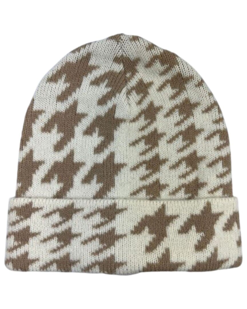 Marcus Adler Houndstooth Cuff Beanie In White