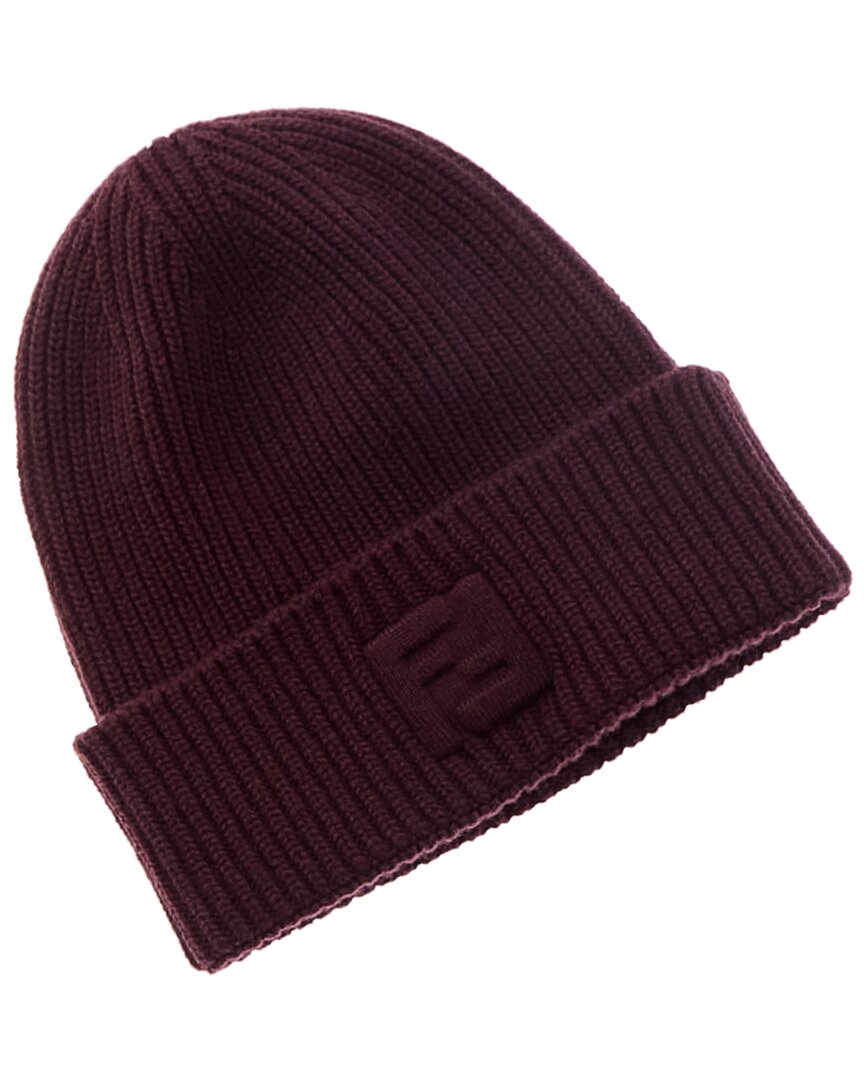 Fendi Ff Wool & Cashmere-blend Beanie In Purple