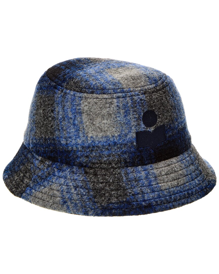 Isabel Marant Navy Wool Blend Haley Bucket Hat In Blue