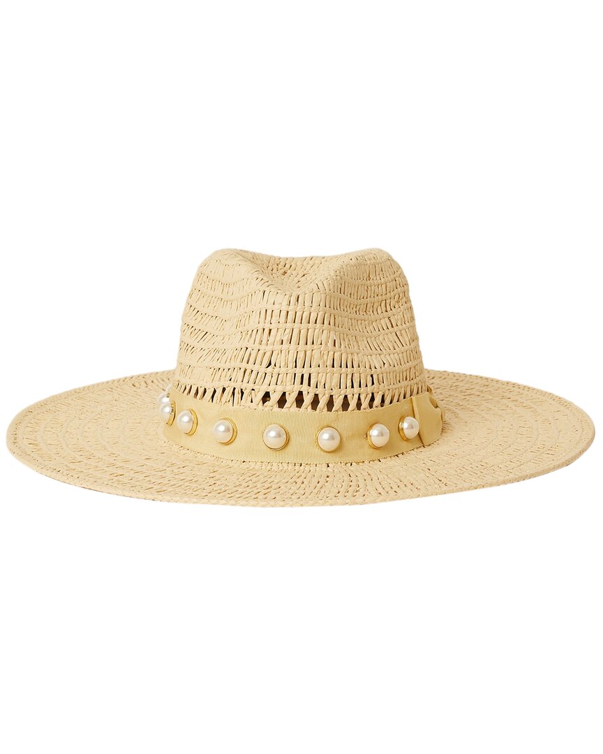 Btb Los Angeles Ollie Pearly Straw Fedora In Brown