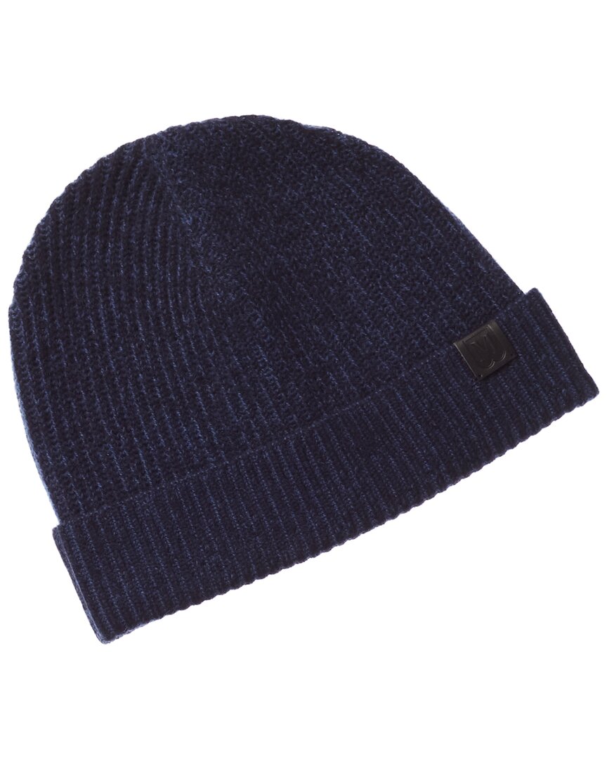 Shop Bruno Magli Plaited Ribbed Cashmere Beanie In Blue
