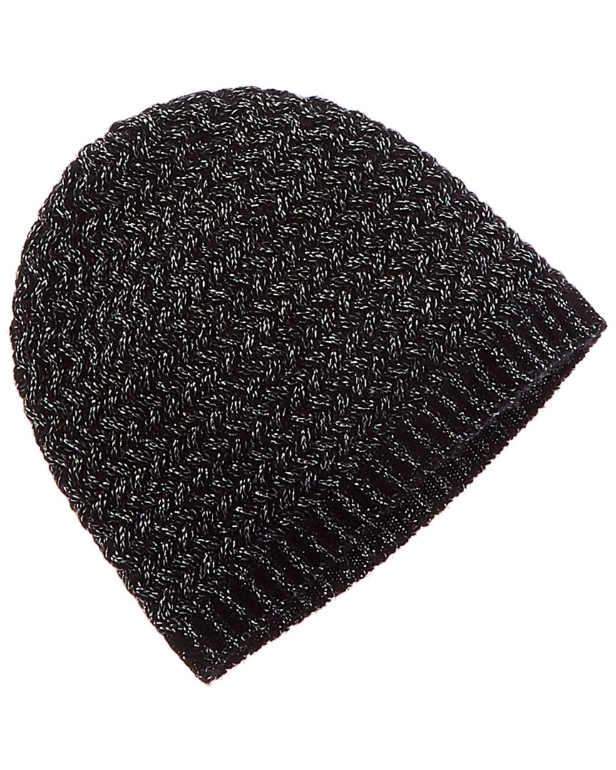 Shop Sofiacashmere Lurex Lattice Stitch Cashmere-blend Hat In Black