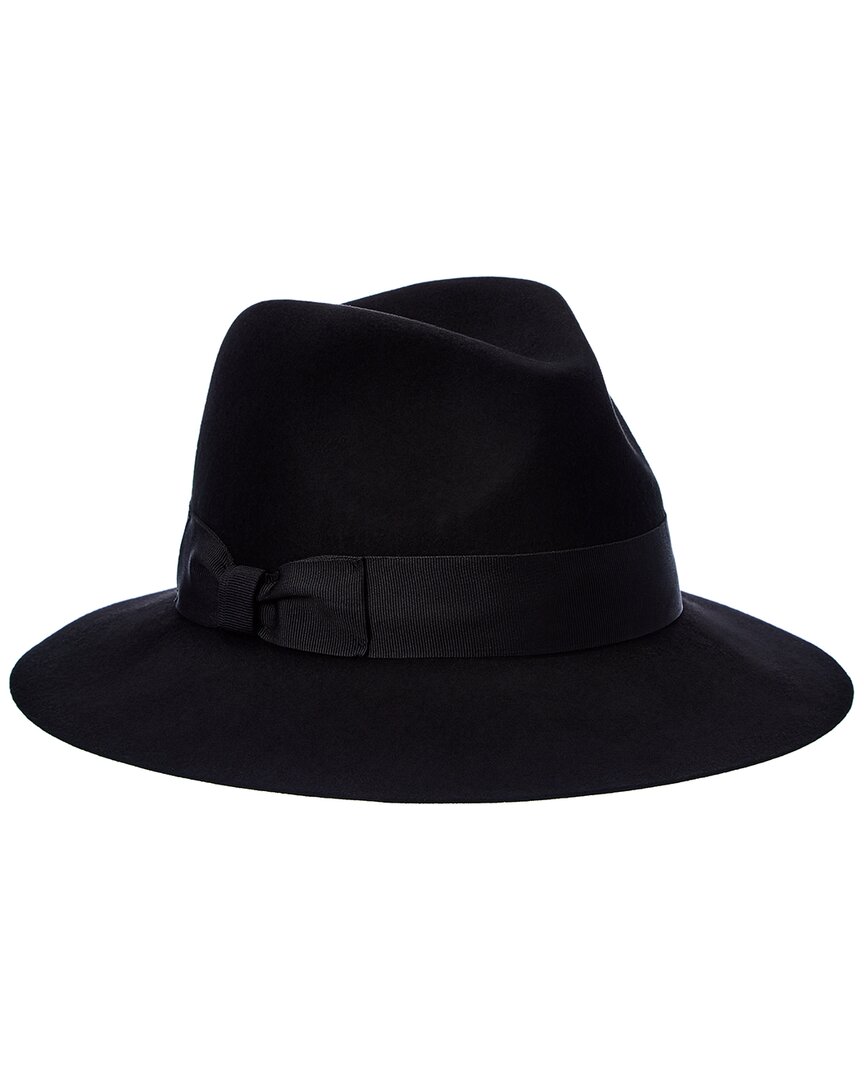 Bruno Magli Leather-trim Wool Felt Fedora In Black