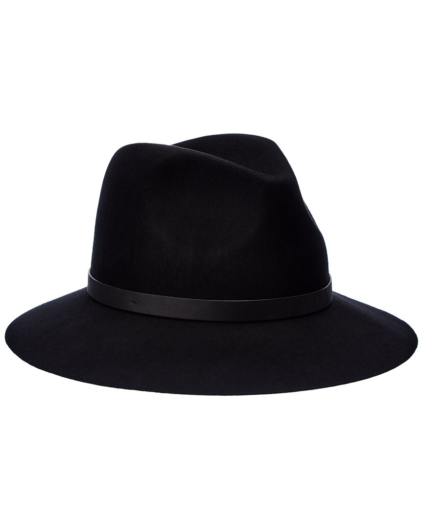 Bruno Magli Leather-trim Wool Felt Fedora In Black