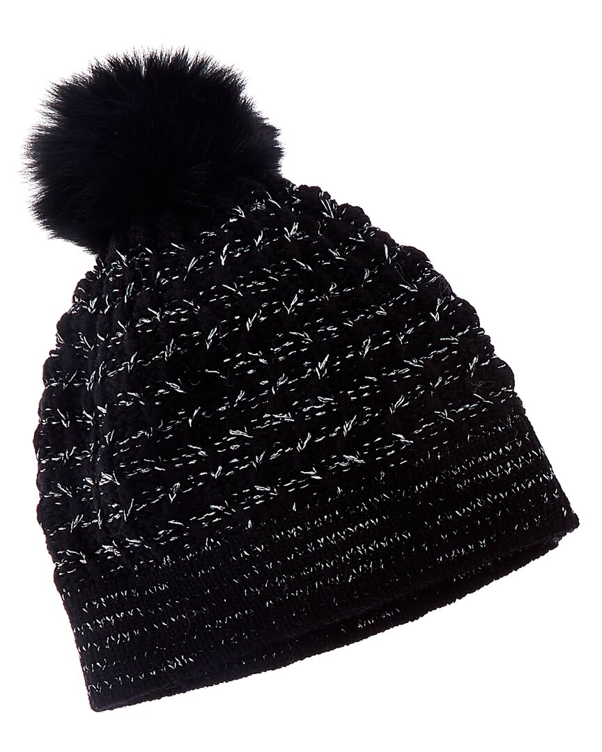 Forte Cashmere Lurex Textured Wool & Cashmere-blend Hat In Black