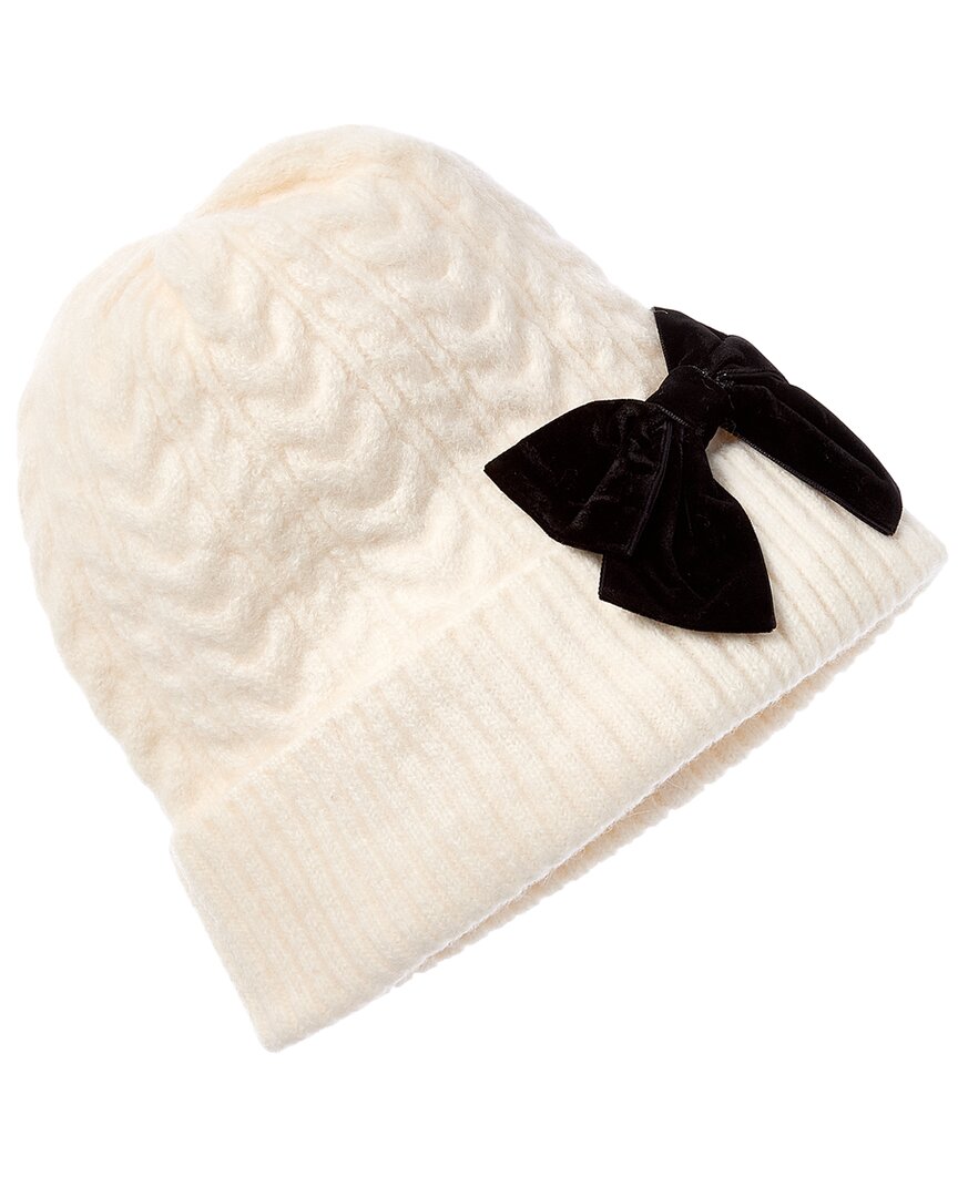 Kate Spade New York Velvet Cable Bow Alpaca & Wool-blend Beanie In Neutral