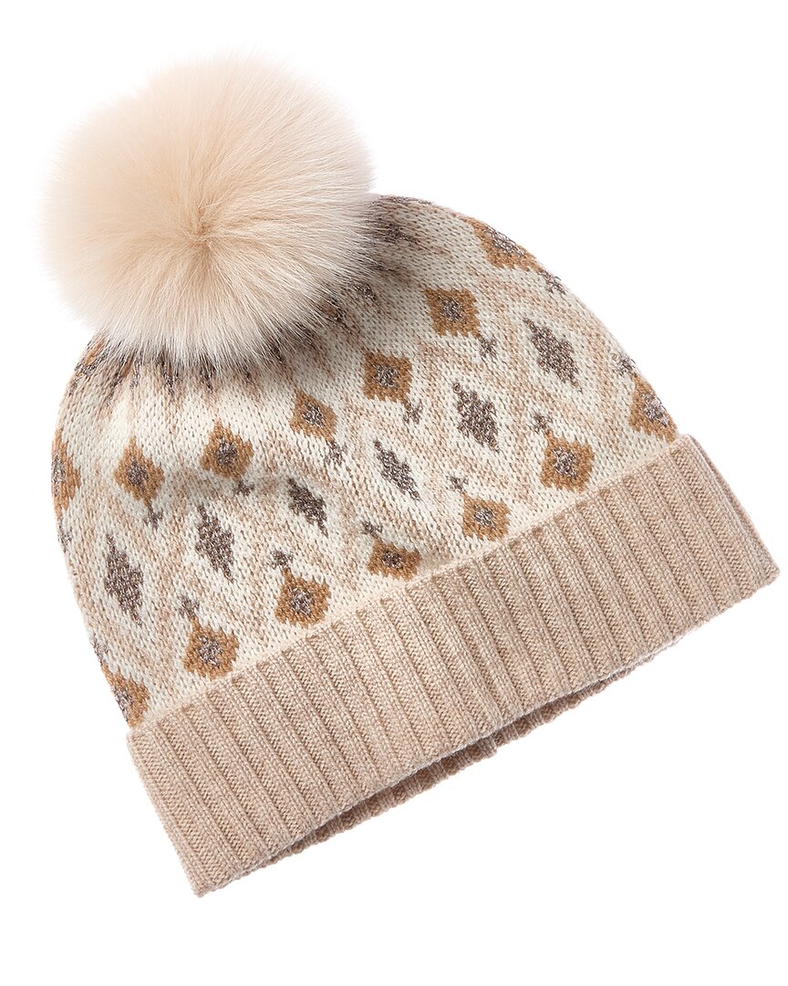 Sofia Cashmere Sofiacashmere Lurex Fairisle Wool & Cashmere-blend Hat In Neutral