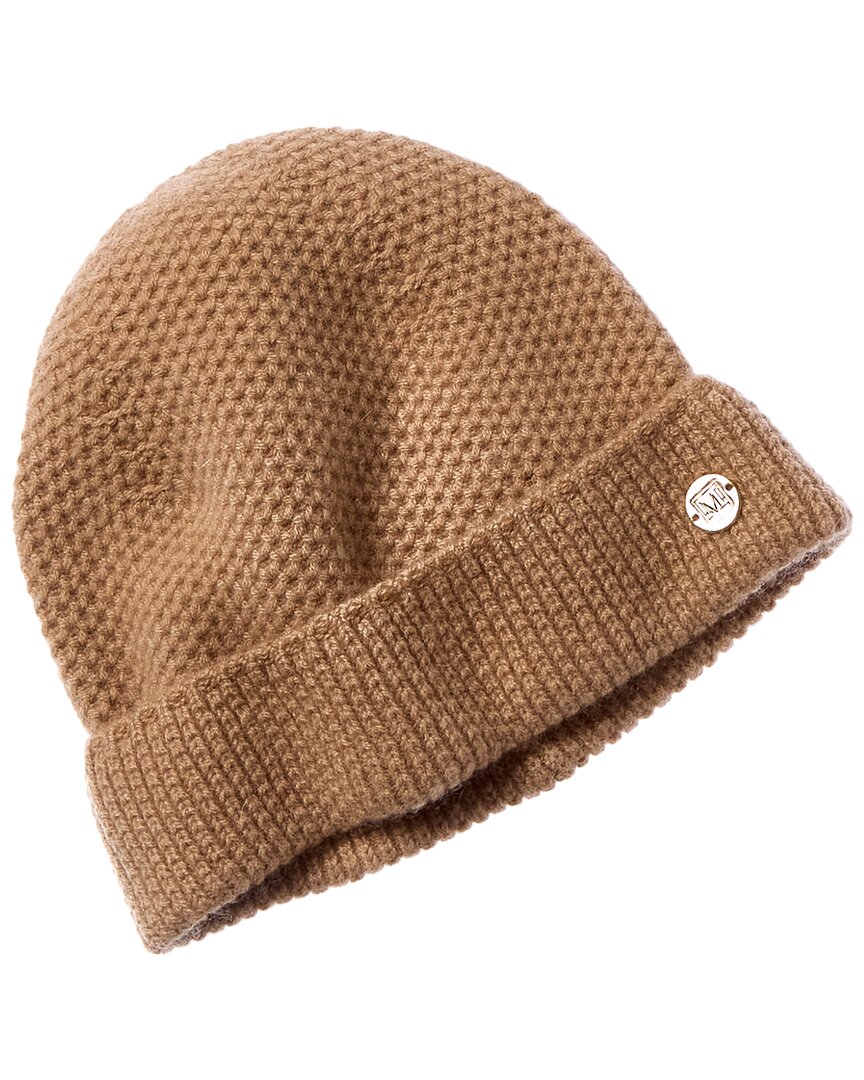 Bruno Magli Honeycomb Stitched Cuffed Cashmere Hat In Brown