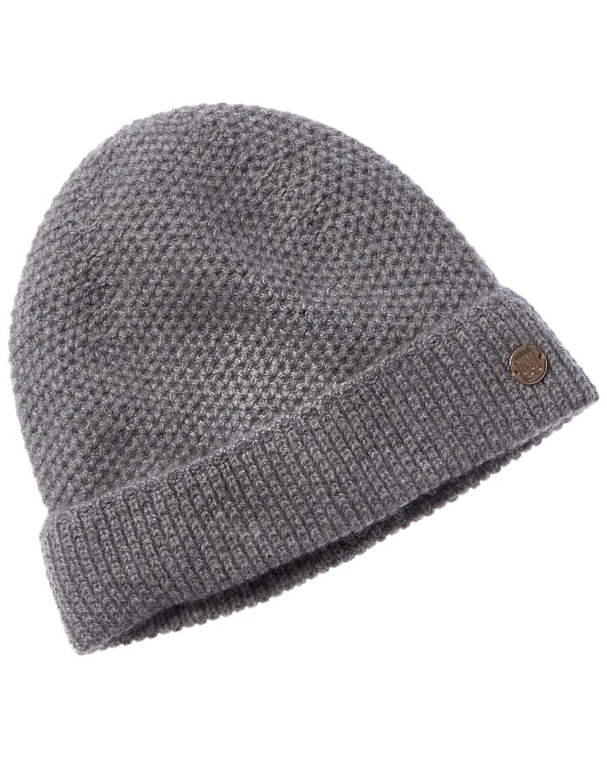 Bruno Magli Honeycomb Stitched Cuffed Cashmere Hat In Gray