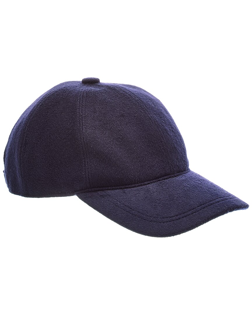 Amicale Cashmere Woven Cashmere Baseball Cap In Blue