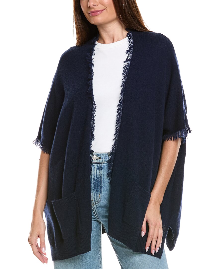 Amicale Cashmere Knit Cashmere Cape In Blue