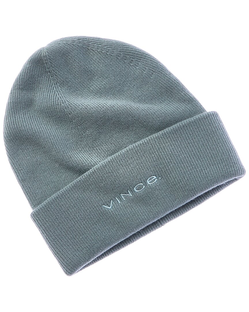 Vince Fine Rib Double Layer Cuff Wool & Cashmere-blend Hat In Gray