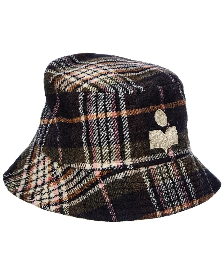 Isabel Marant Logo-embroidered Tartan Bucket Hat In Black