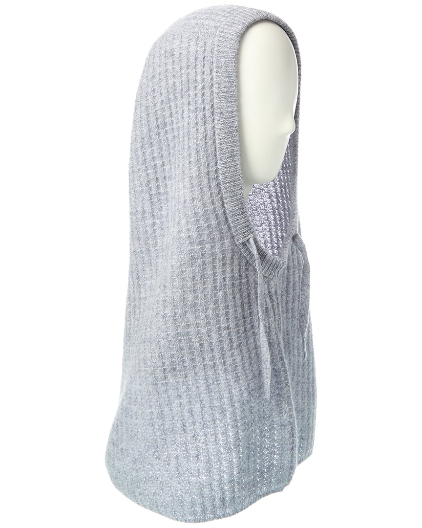 Hannah Rose Waffle Stitch Cashmere Balaclava In Blue