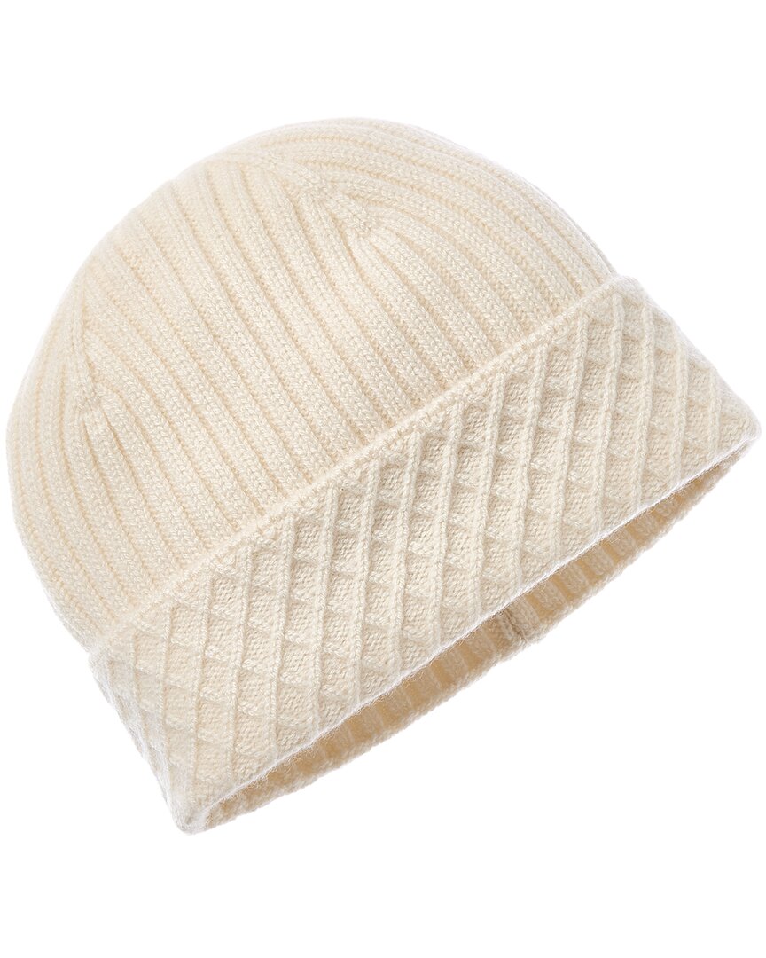 Bruno Magli Diamond Cuff Rib Cashmere Beanie In Brown