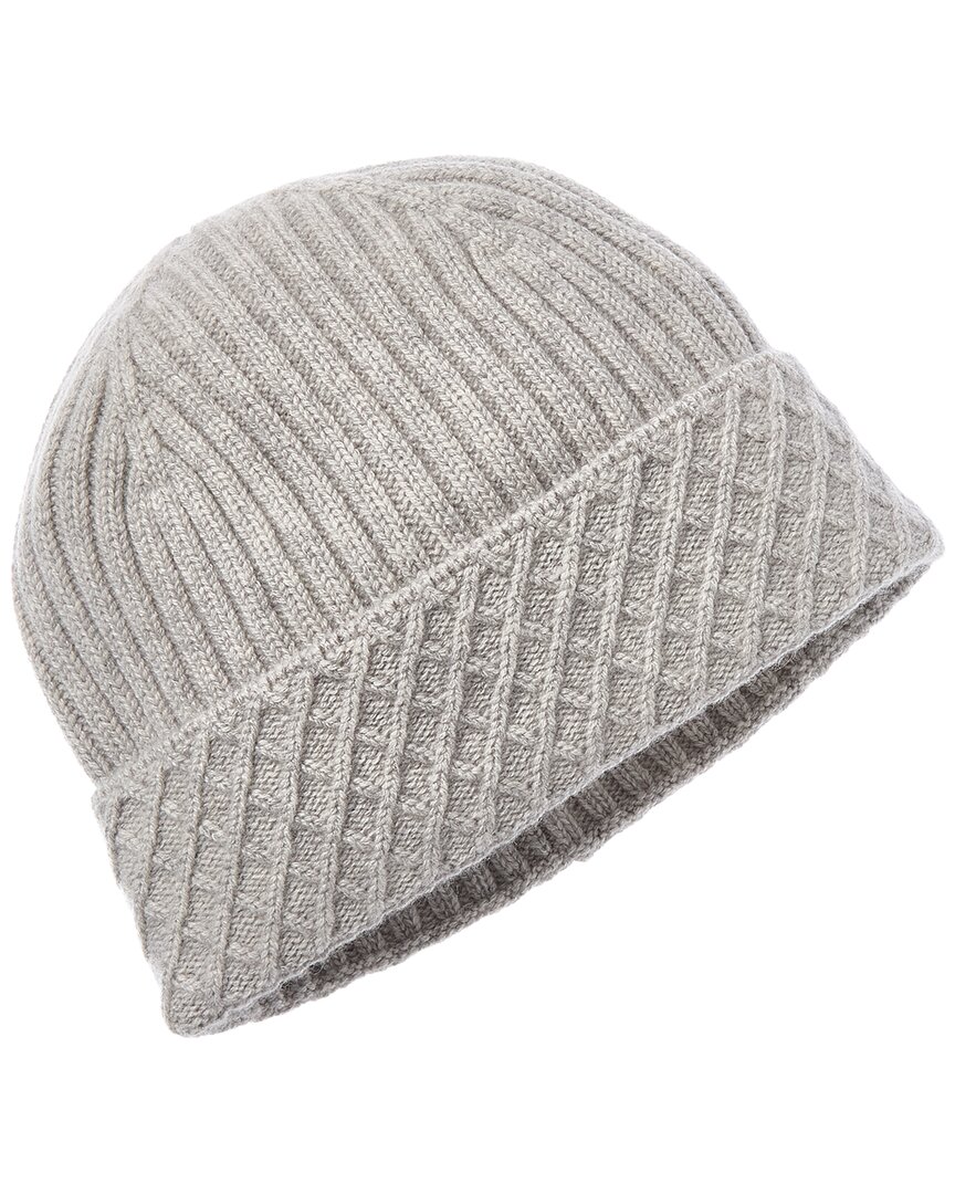 Bruno Magli Diamond Cuff Rib Cashmere Beanie In Brown