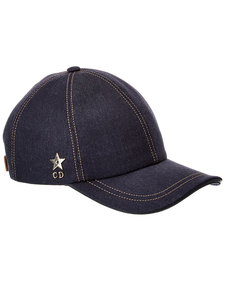 Dior Logo Leather-trim Cap In Black