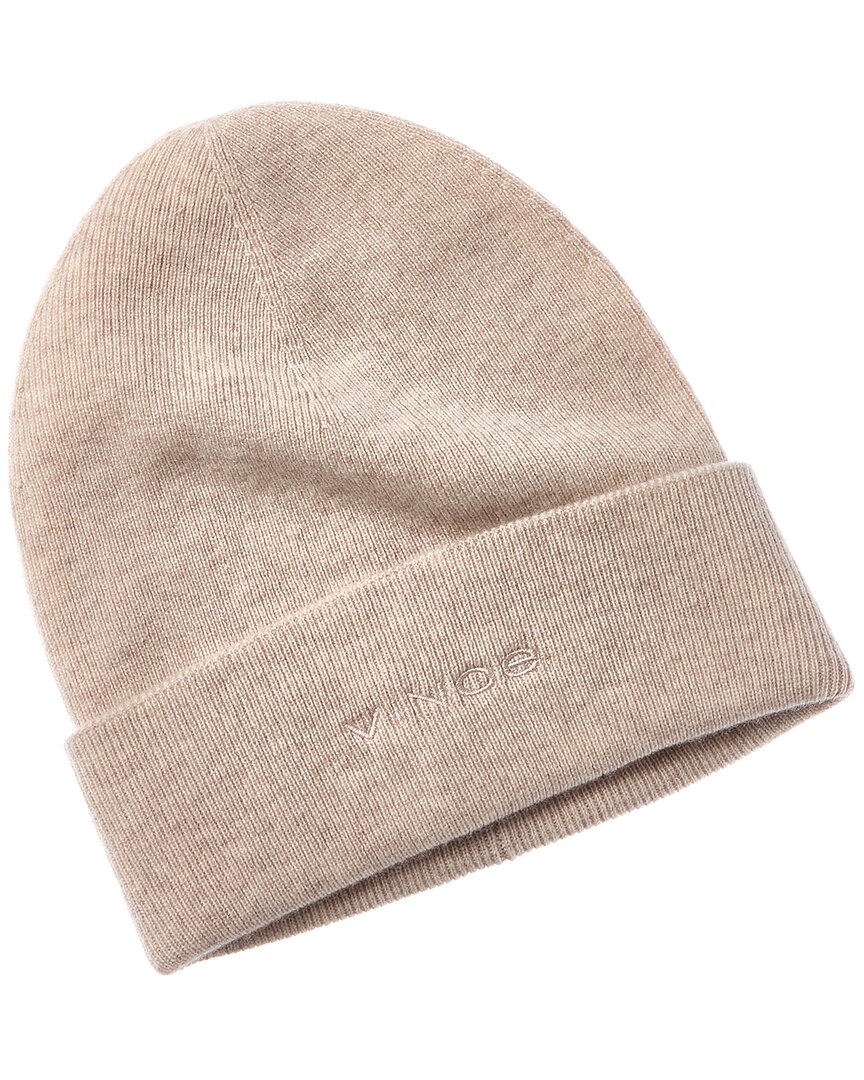 Vince Fine Rib Double Layer Cuff Knit Hat In Brown